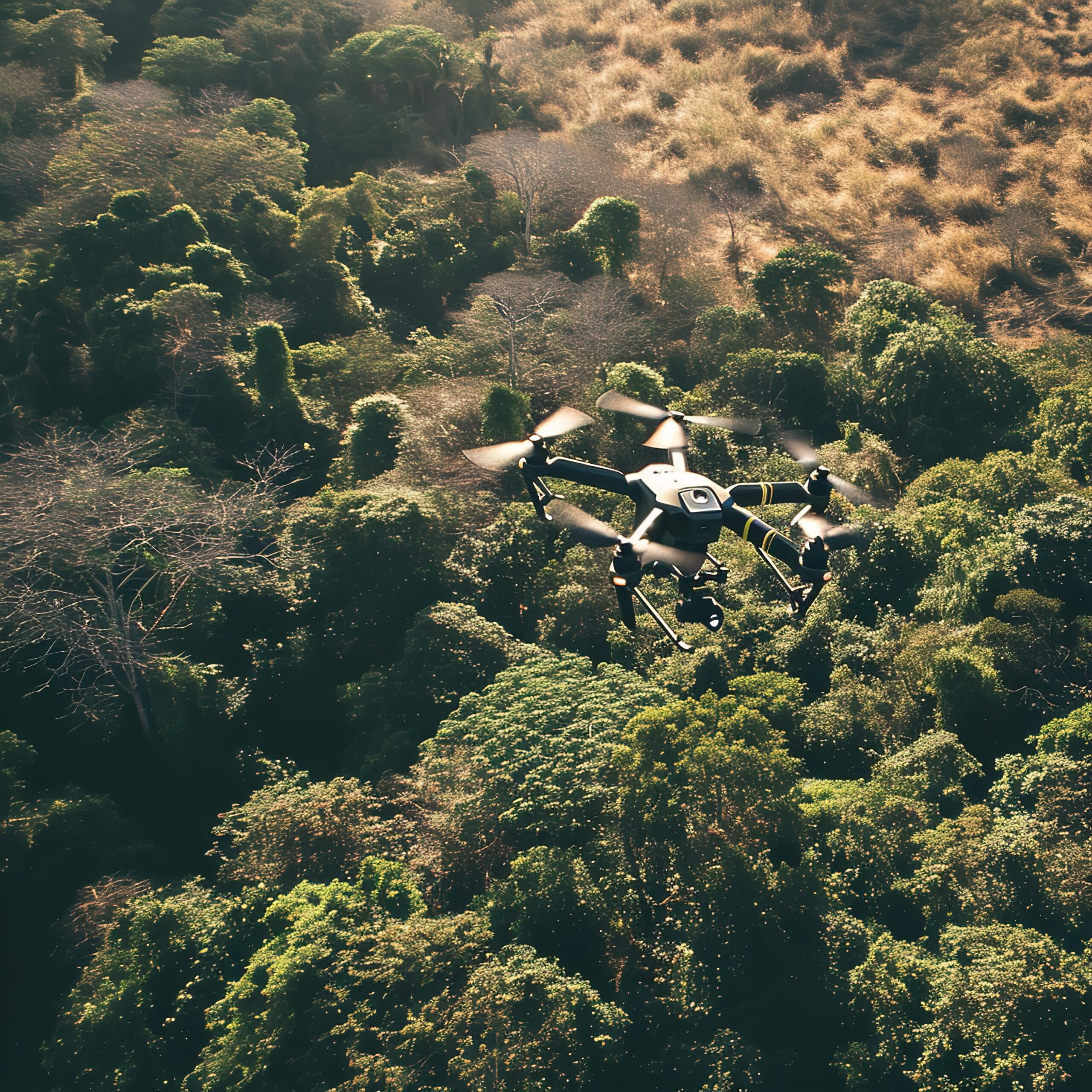 Wildlife Monitoring Drones Protecting Biodiversity. Ai generative